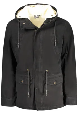 Produktbild von Elegante schwarze Herrenjacke: Parka mit Kapuze und abnehmbarem Futter