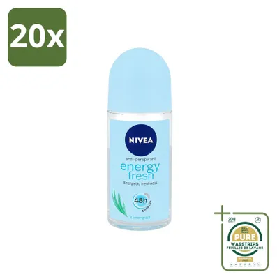 Productafbeelding van 20 x NIVEA Energy Fresh Deodorant Roller voor dames - 50 ml - Voordeelverpakking - 20 stuks