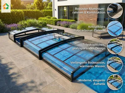 Immagine prodotto di Copertura per piscina Aqualina in alluminio, ca. 6,63 x 4,26 x 0,8 m