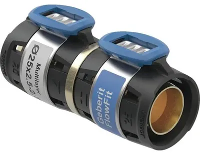 Produktbild von Geberit Übergangsfitting, FlowFit, Ø16mm × 16 VSF, Fremdsystemanschluss, Siliziumbronze, 1 Stk.