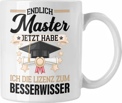 Produktbild von Trendation - Master Abschluss Geschenk Tasse Bestanden Studium Prüfung Graduation - Lizenz zum Besserwissser (Weiß)