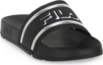 Produktbild von Fila Damen Badeschuhe Badelatschen Badeschlappen Slipper Morro Bay, Farbe:Schwarz, Artikel:-83162 black / silver, Schuhgröße:EUR 41