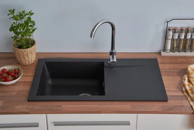 Produktbild von Einbauspüle Küchenspüle Spüle Granit Mineralite 78 x 44 Schwarz Respekta Denver