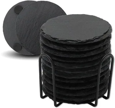 Obrázek produktu pro Kulaté skleněné kostky, 12 kusů, 10,2 cm, černé, na nápoje, bar