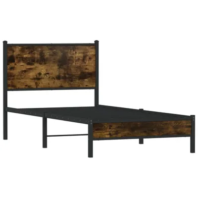 Produktbild von Möbel Metallbett Einzelbett - Gästezimmer - ohne Matratze Räuchereiche 90x200 cm - Polsterbett Klassische Betten CLORIS2257661
