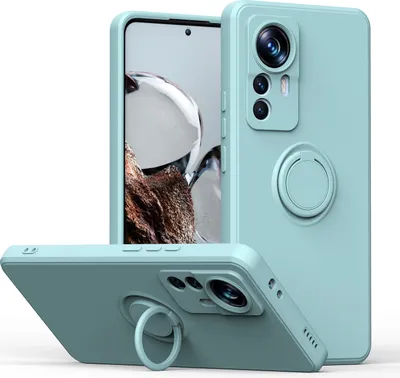 Produktbild von Xiaomi 12T Pro Handyhülle, Ring Halter Ständer Kratzfeste Weiche Silikon schutzhülle für Xiaomi 12T / Xiaomi 12T Pro hellgrün