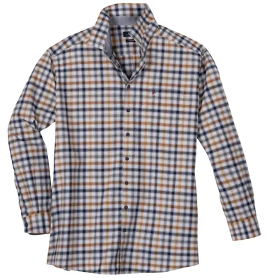 Produktbild von Jupiter XXL Langarmhemd braun-navy-grau kariert