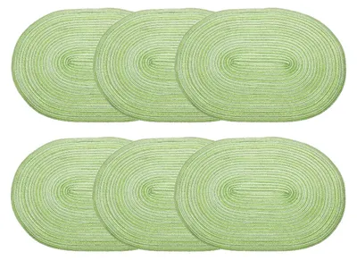6er-Set ovale geflochtene Platzsets 50 cm, rutschfest, grün