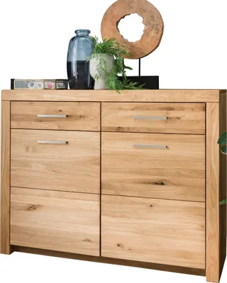 Produktbild von Sideboard "WZ-0169" aus Wildeiche in natur geölt mit 2 Schubladen und 2 Türen. Abmessungen (BxHxT) 117,7x91,9x45 cm