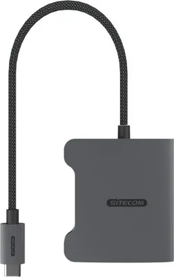 Image de Adaptateur USB-C vers double HDMI (2× HDMI 2.0, 4K 60?Hz, câble de 30?cm)