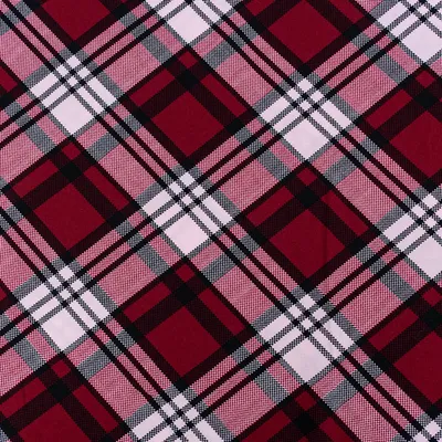 Produktbild von Viskosestoff Meterware Popeline Karos rot 1,44m