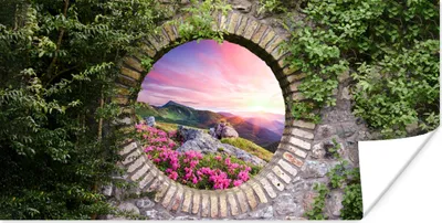Produktbild von MuchoWow® Poster Landschaft - Blumen - Aussicht - Berg 40x20 cm - Poster für die Wand - Poster Schlafzimmer