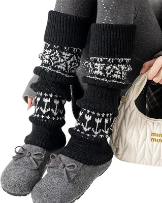 Produktbild von INF Fair Isle Stil Wadenstulpen - Dicke & Warme Acryl Socken für Damen Schwarz