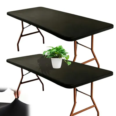 Immagine prodotto di Tovaglia lavabile, rettangolare, 183x76 cm, nera, 2 pezzi, in poliestere, con elastico