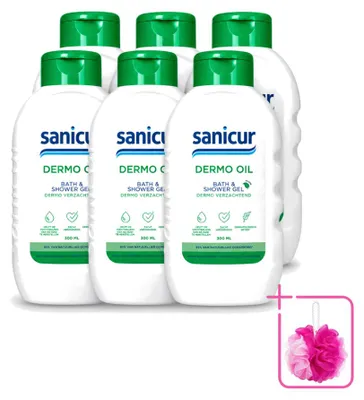 Productafbeelding van 6 x Sanicur Dermo-Oil bad- en douchegel - 300 ml - voordeelverpakking - 6 stuks