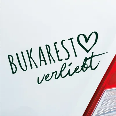 Produktbild von Auto Aufkleber Bukarest verliebt Herz Stadt Heimat Liebe Car 19x8 cm Dunkelgrün Sticker Heckscheibenaufkleber