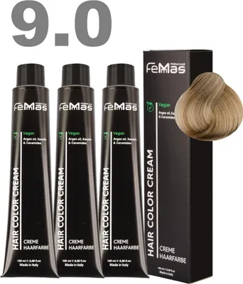 Produktbild von FemMas Haarfarbe mit Arganöl Lichtblond Intensiv 9.0 | 3x100 ml