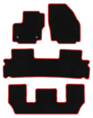 Produktbild von Fußmatten Velours Schwarz/Rot für Ford Galaxy MK2 FL 2012-2015 Set 4-tlg