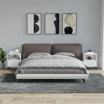 Produktbild von vidaXL Nočné stolíky 2 ks. Biely vysoký lesk 40x35x50 cm