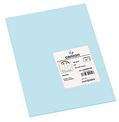 Produktbild von Canson 200040166 Iris Vivaldi glattes, farbiges Papier, A4, himmelblau 20
