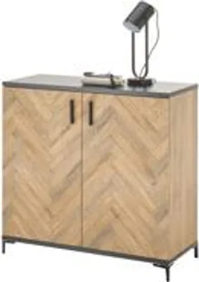 Produktbild von Kommode CARISSIO Bartex Eiche Holznachbildung Schwarz mit 2 Türen und 2 verstellbaren Einlegeböden