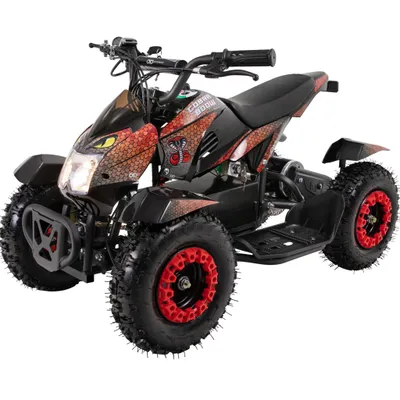 Produktbild von Elektro Kinderquad Cobra | 800 Watt - Pocket Quad bis 24 km/h - Elektroquad - Kinder Fahrzeug - Mini Quad - Elektroauto - Batterie (Rot/Schwarz)