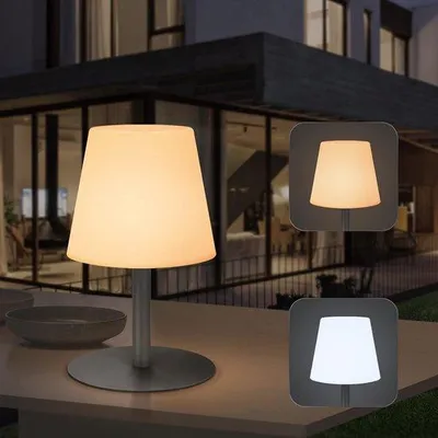 Obrázek produktu pro Venkovní stmívatelná dobíjecí LED stolní lampa s teplým bílým světlem – voděodolná IP44 – pro vnitřní i venkovní použití, do zahrady, ložnice, na kempování, bytové doplňky (šedá)