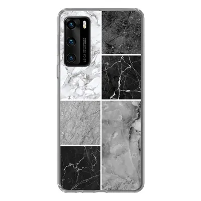 Produktbild von MuchoWow® Handyhülle Schutzhülle Hülle für Huawei P40 Marmor - Schwarz - Weiß Silikon Softcase Handy Hülle - Handytasche