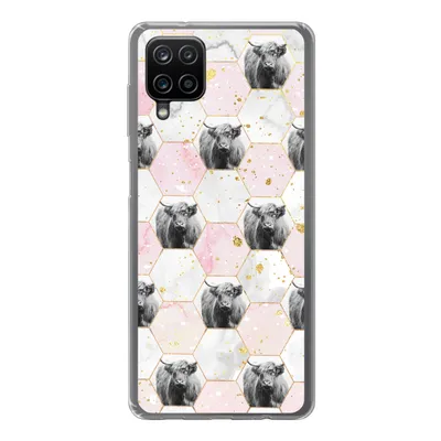 Produktbild von MuchoWow® Handyhülle Schutzhülle Hülle für Samsung Galaxy A12 Schottischer Highlander - Muster - Gold Silikon Softcase Handy Hülle - Bild