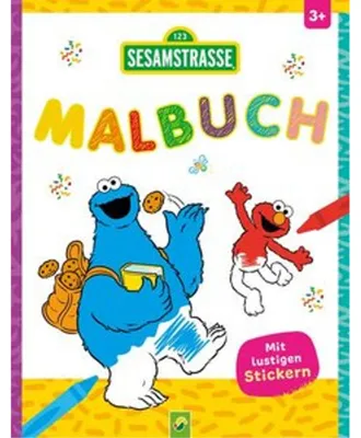 Immagine prodotto di Sesamstraße Malbuch für Kinder ab 4 Jahren mit niedlichen Motiven und lustigen Stickern