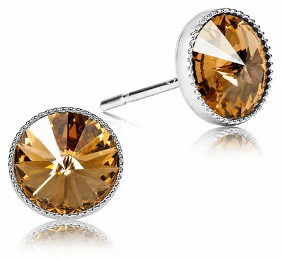 Produktbild von LUISIA® Solitär Ohrstecker "Joy" mit Kristallen von Swarovski® | Light Col. Topaz
