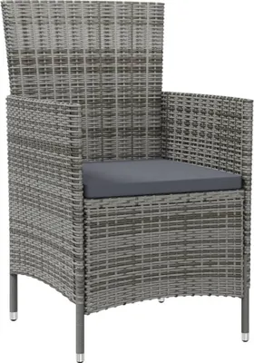 Produktbild von vidaXL Gartenstühle mit Kissen 4 Stk. Poly Rattan Grau