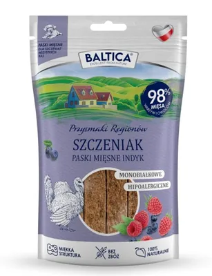 Zdjęcie produktu dla Przysmaki dla psa BALTICA Mięsne paski dla szczeniąt Indyk 90g