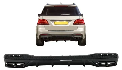 Imagen del producto de Difusor de escape para Mercedes GLE W166 SUV, versión Sport Line, modelos 2015-2018, paquete Night Package.