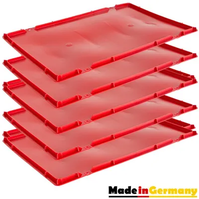 Produktbild von Eurobox 1-30 x Deckel Fleischerkiste 40 x 60 cm Fleischkiste Metzgerkiste Stapelkiste Eurokasten 40 x 60 cm Rot Auswahl Kingpower, Anzahl:5