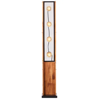 Obrázek produktu pro BRILLIANT 3-světelná stojací lampa v přírodním stylu | dekorativní stojací lampa | certifikát| vhodné pro žárovky E27 max. 42 W | kov/dřevo | černá/hnědá | výška 1,26 m