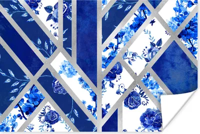 Produktbild von MuchoWow® Poster Design - Delfter Blau - Luxus 180x120 cm - Fotoplakat