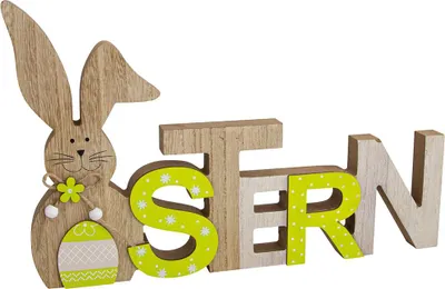 Produktbild von Schriftzug Ostern Holz grün zum Stellen