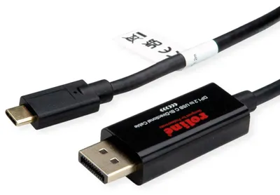 Zdjęcie produktu dla <-> ROLINE Dwukierunkowy kabel USB C(M) DisplayPort(M), 4K@60Hz, 2 m (11.04.5958)