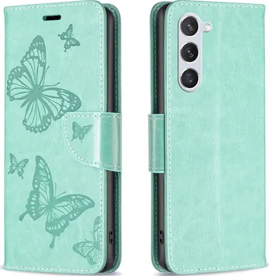 Produktbild von Mobigear Butterfly  Samsung Galaxy S23 Hülle Klapphülle Geldbörse - Grün