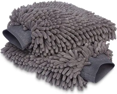 Produktbild von Autowaschhandschuh - Mikrovezelloberflächen-Tuch - 25 x 17 cm - Dunkelgrau - Packung von 2