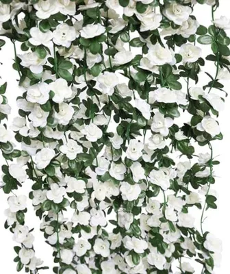 Produktbild von PolkaHome® Künstliche Blumen Girlande 8er Set 250 cm, Rosen und Efeu, UV-beständig, für Hochzeit, Wand und Badezimmer Dekoration - Weiß
