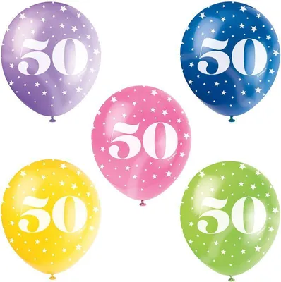 Produktbild von Unique Luftballons 5 Stück für den 50. Geburtstag 30 cm Durchmesser Helium geeignet