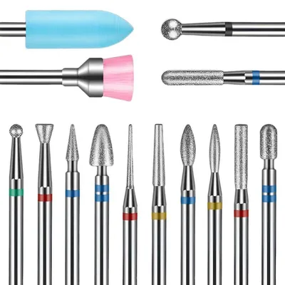 Produktbild von 14 Stück Nagelfräser Bits Set Diamant Keramik für Gelnägel Maniküre Pediküre