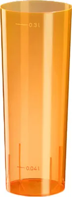 Produktbild von 500 Longdrinkglas 0,3 l Orange Polystyrol - Einweg 300 ml