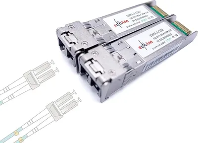 Produktbild von Elfcam - 2er-Pack SFP+ Module 10 Gbps - LC/UPC Duplex Multimode OM3/OM4, 850nm DDM, bis zu 300 m, Kompatibel mit Freebox Ultra