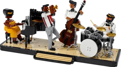 Produktbild von LEGO Ideas Jazz-Quartett, Set für Erwachsene, Geschenk für Musikliebhaber mit Band Figuren und Klavier, Kontrabass, Trompete & Schlagzeug 21334