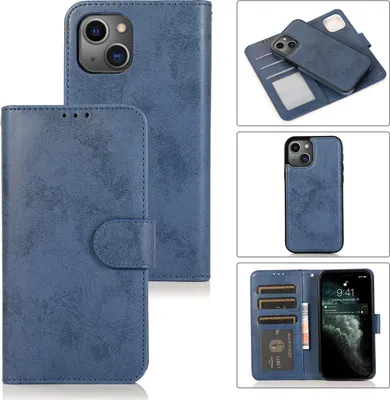 Produktbild von Mobigear Wallet iPhone 13 Pro Max Hülle Abnehmbare 2in1 Klapphülle Geldbörse - Blau