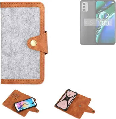 Produktbild von K-S-Trade Handyhülle kompatibel mit Nokia G42 5G Schutzhülle Filz-Hülle Kunst-Leder hellgrau braun (1x)