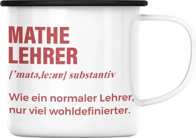 Produktbild von Trendation - Mathelehrer Emaille Tasse Mathematiker Emaille Tassen mit Spruch Lustig Emaille Emaille Tasse Geschenk Wie ein Normaler Lehrer (Schwarz)
